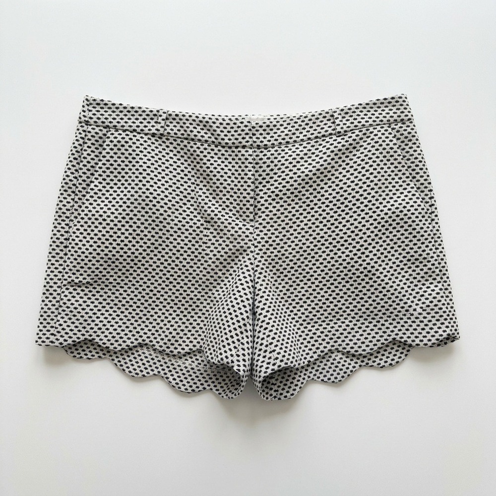 Cynthia Rowley Navy Blue White Polka Dot Scalloped Hem Shorts Womens 12 D1605